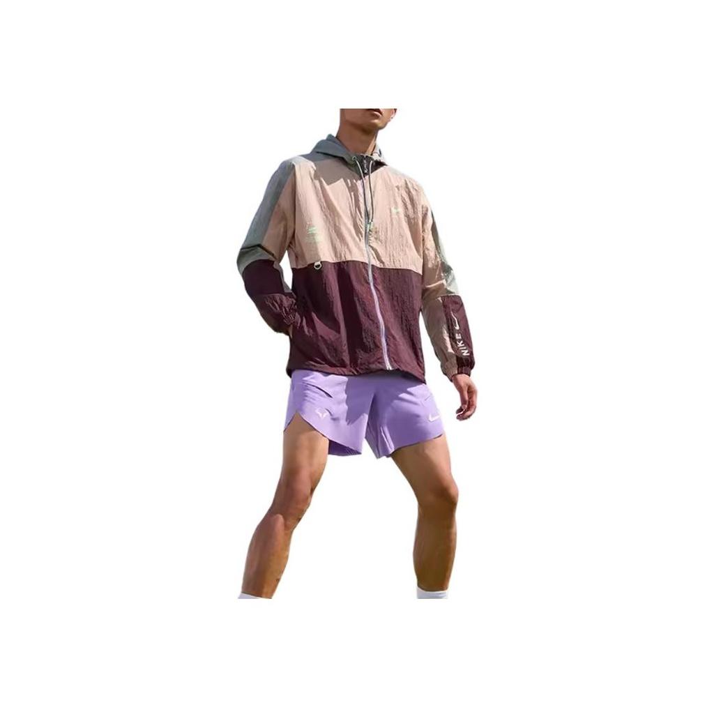 Nike Color Block Hooded Training Casual Long Sleeve Jacket Men Jackets Khaki HF6170-200