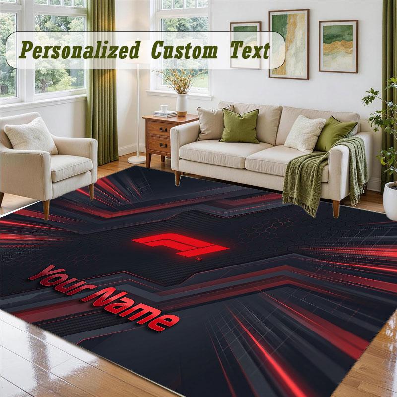 Crystal Velvet Square Rug Custom NameF1 Pattern Non Slip Home Floor Decor Rug