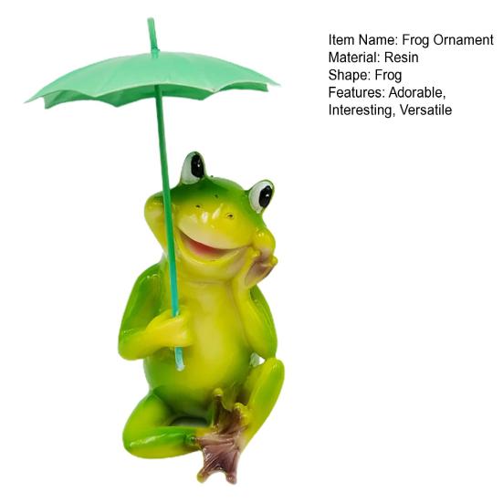 Frog Garden Statue Resin Frog Figurine with Umbrella Yard Ornament Outdoor Frog Sculpture Decor for Garden Patio