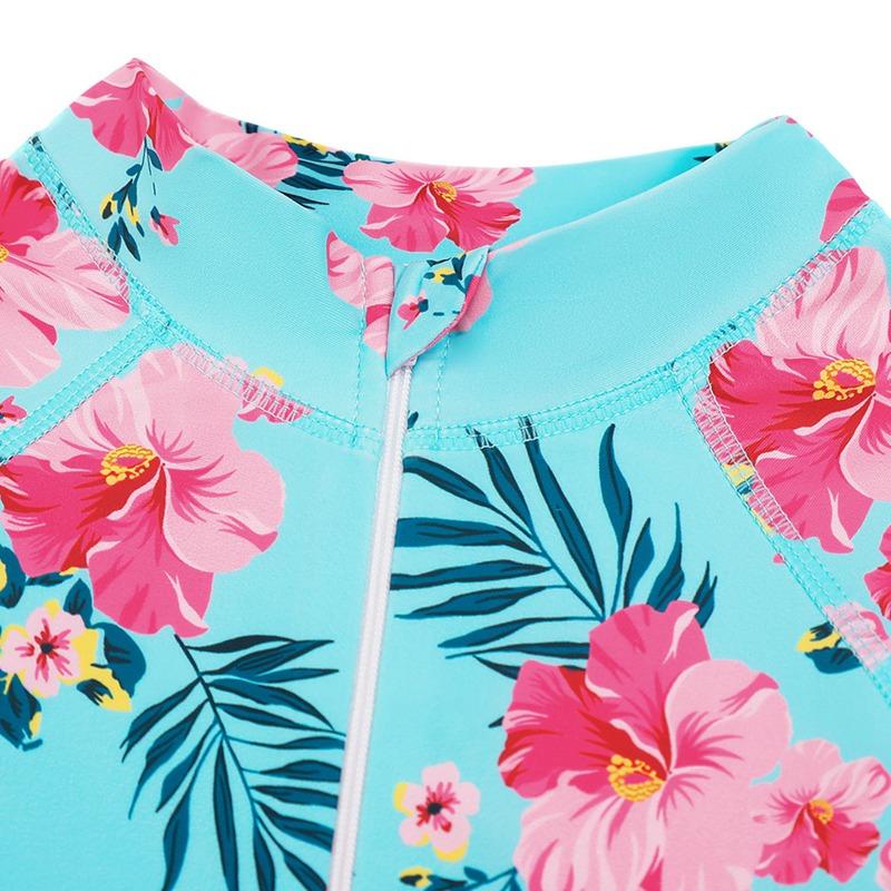 Детский цельный купальник с длинными рукавами и молнией спереди для детей от 4 до 12 лет. Купальник-боксер с дизайном