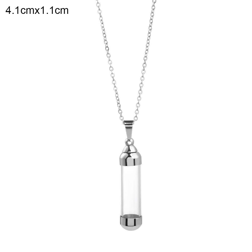 Steel Chain Openable Screw Cap Lucky Charm Wishing Bottle Pendant Perfume Jars Glass Vial Necklace