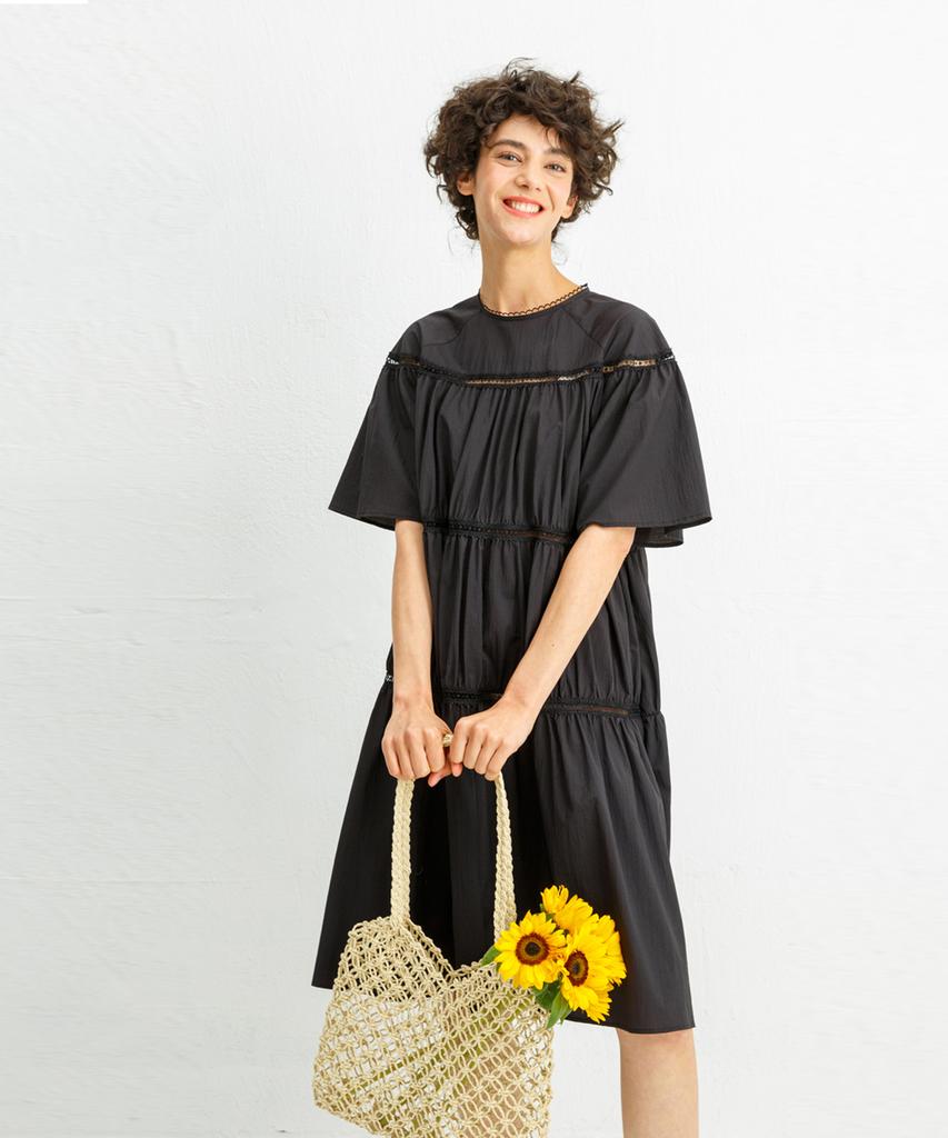 Page _Block Shirring Dress _ Black