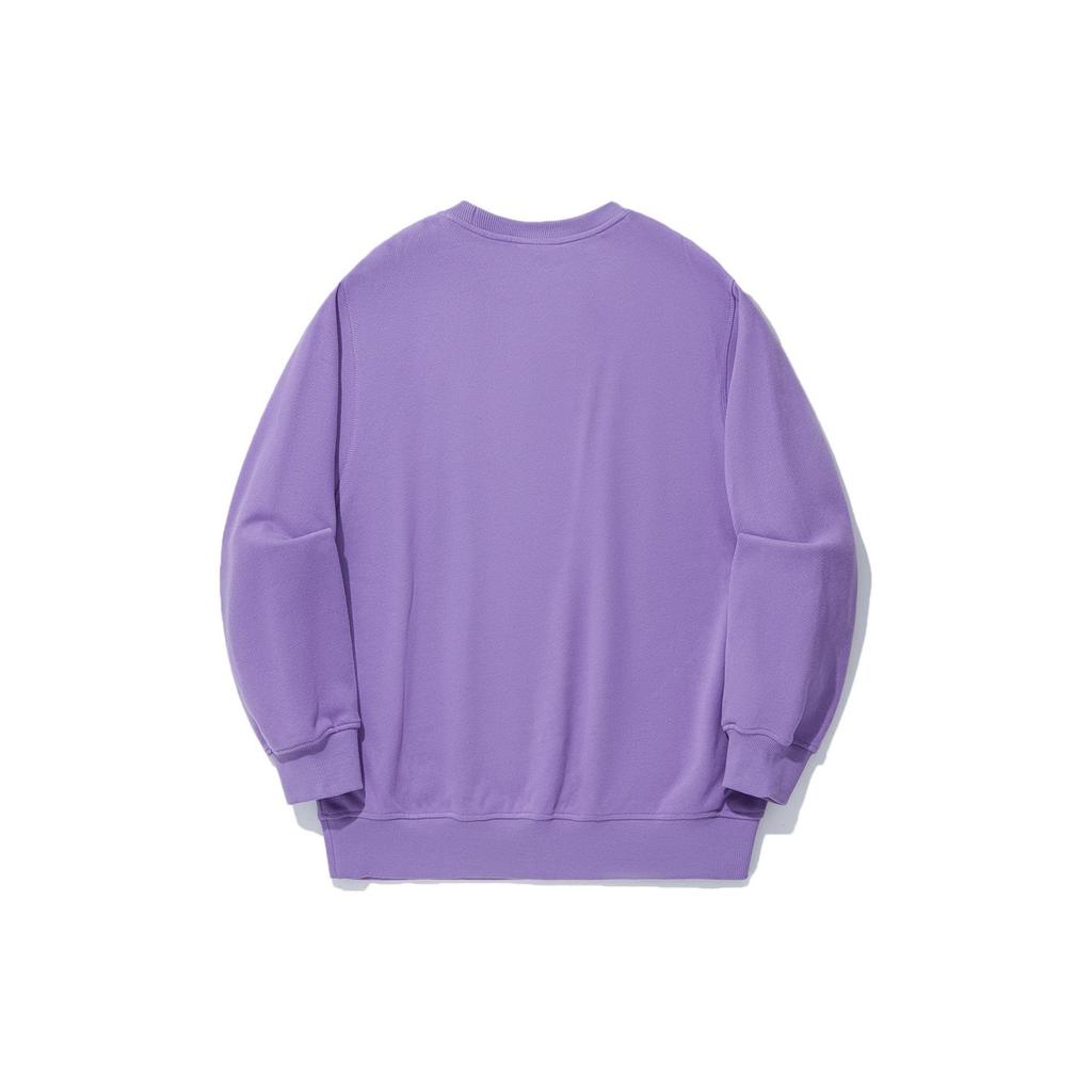 Li Ning Reignite Series Logo Print Round Neck Drop Shoulder Sweatshirt Unisex Sweatshirt Bellflower-Purple AWDU343-5