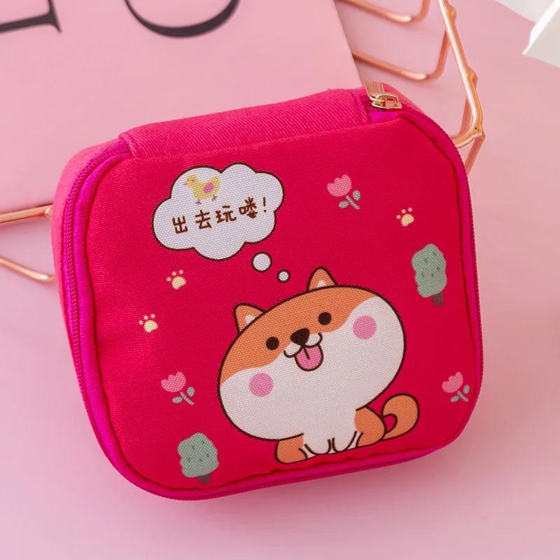 Cute Mini Cosmetic Bag Cartoon Coin Purse Portable Women Small Pouch Makeup Organizer Case Sanitary Napkin Lipstick Storage Bag