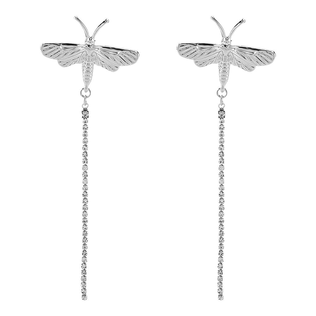 Simple Alloy Fringed Long Earrings, Spring and Summer Retro Niche Dragonfly Earrings for Women