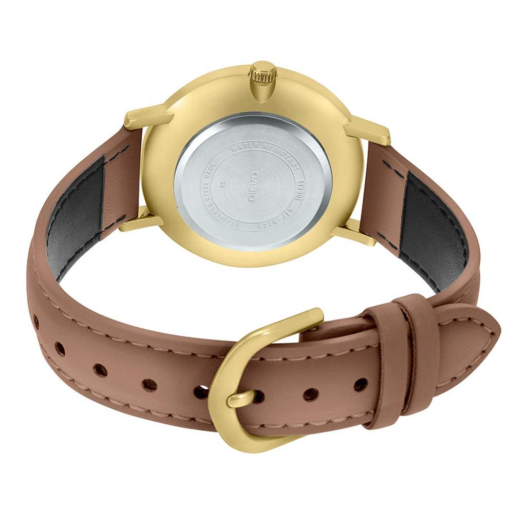 Casio Minimalist Brown Leather Band Burgundy Dial Analog One Analog Quartz MTP-VT01GL-5B Men's Gold-Tone Three-Hand Watch, Blue, Size, Watch,