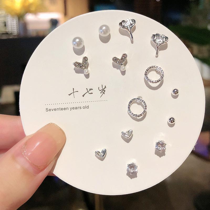 iF ME Корейские серьги-бабочки в форме сердца для женщин, комплект сережек для пирсинга в виде хрустальной звезды, модные аксессуары, ювелирные изделия