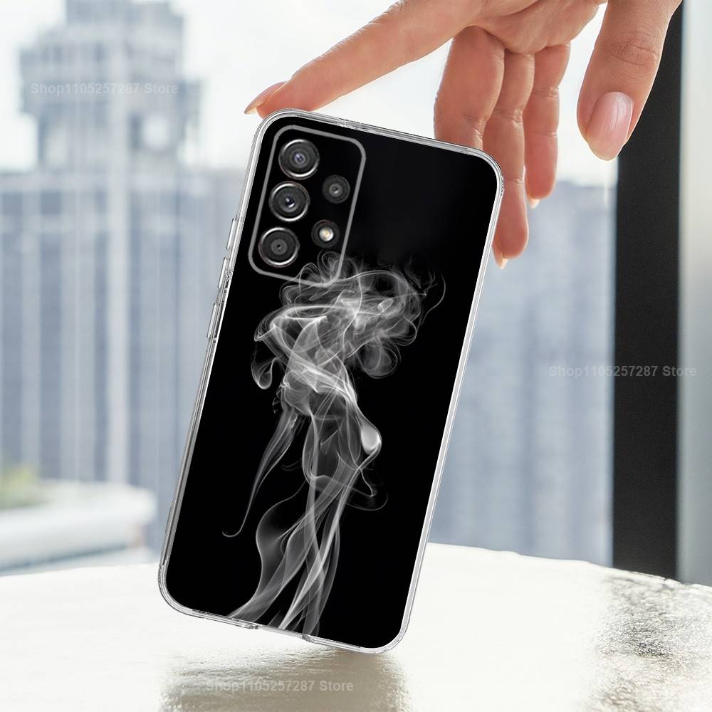 Изображение дыма приманка Искусство Для Samsung A30,71,51,S9,10,20,Ultra,S22,23,21,Plus,FE,Lite, Прозрачный, Силиконовый чехол
