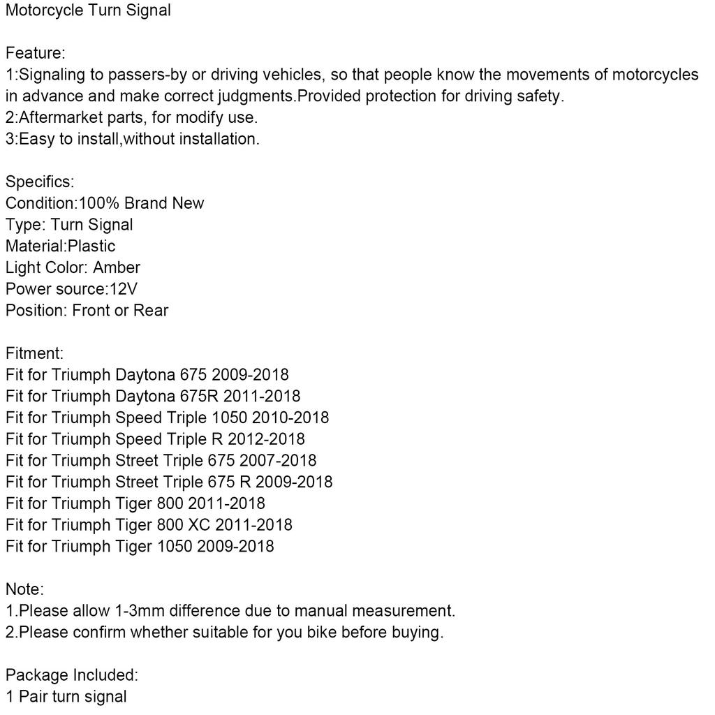 Turn Signals Light For Speed Triple 1050 Street Triple 675/R Daytona Tiger 800