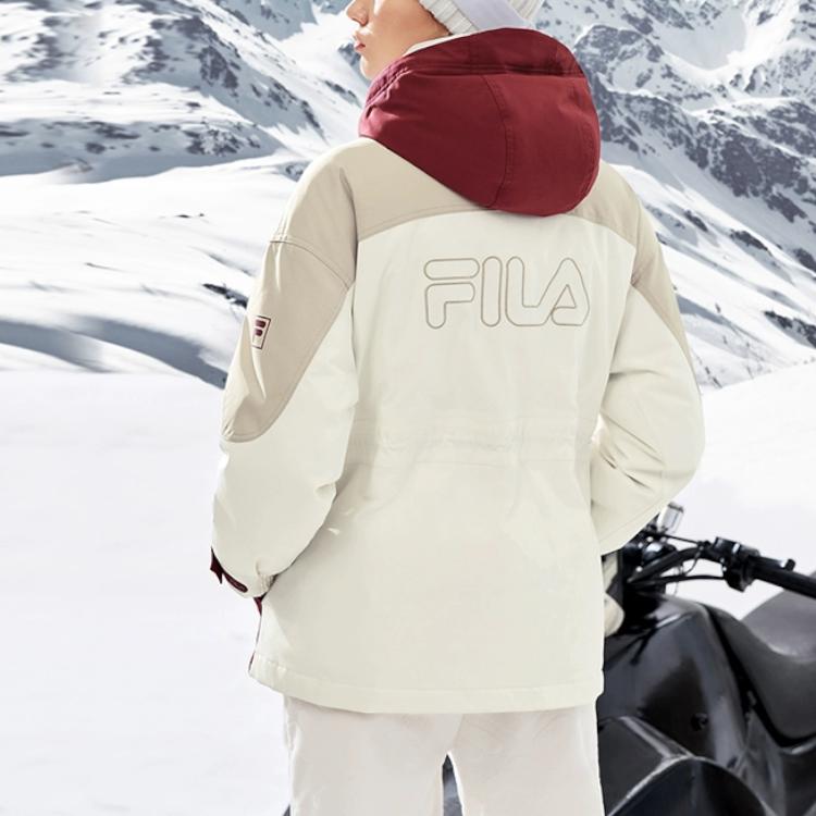 Fila Повседневная куртка миди с капюшоном в стиле колор-блок, женская верхняя одежда, цвет облачно-грибной-белый F11W249924FWT