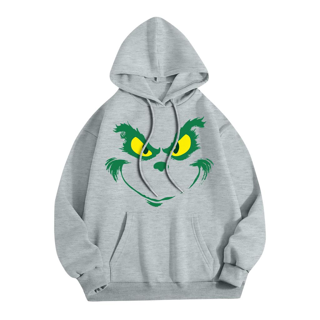 Женская модная повседневная толстовка с капюшоном и карманами с рождественским принтом