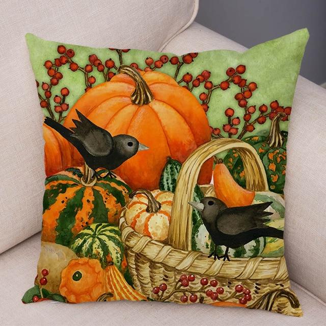 Color Watercolor Pumpkin Pillowcase Super Soft Polyester Decorative Plant Cactus Cushion Cover Suitable for Car Sofa Pillowcase