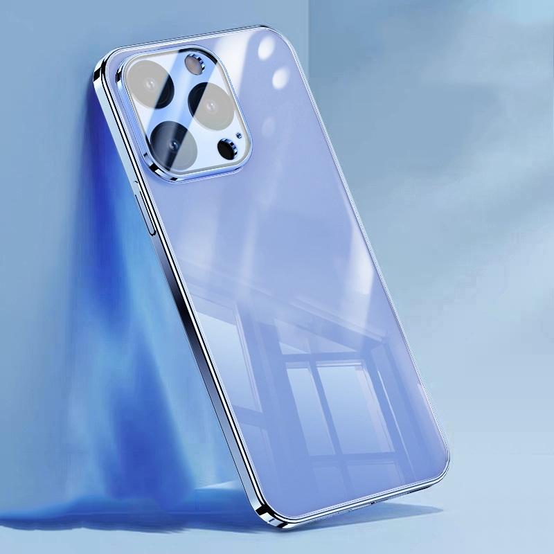 Прозрачный жесткий корпус телефона для iPhone 15 Pro 14 13 Pro Max 12 11 15, роскошная цветная рамка, противоударное стекло, защитный чехол для объектива