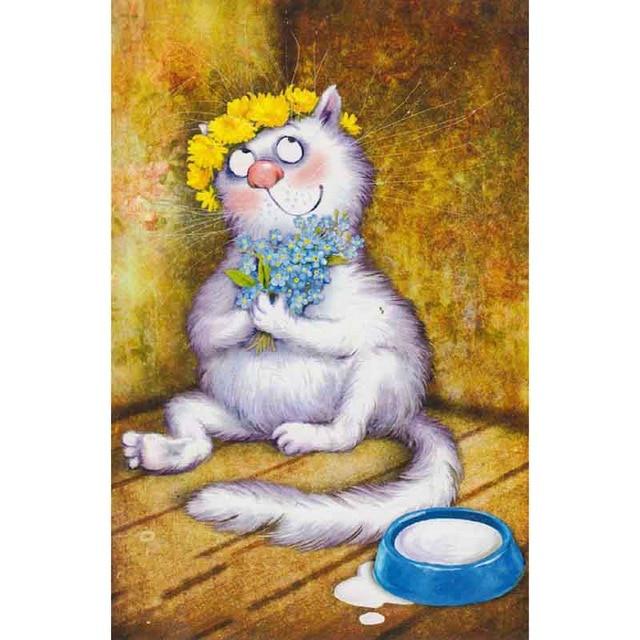 5D Алмазная вышивка Синие кошки Животное Полный круглый Алмазная картина Набор для вышивки крестом