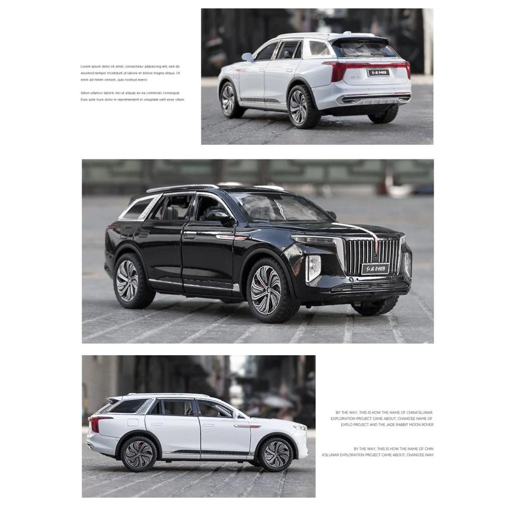 1/24 HongQi EHS9 SUV Alloy Diecasts & Toy Vehicles Metal Toy Car Model Sound and Light Pull Back Collection Kids Toy