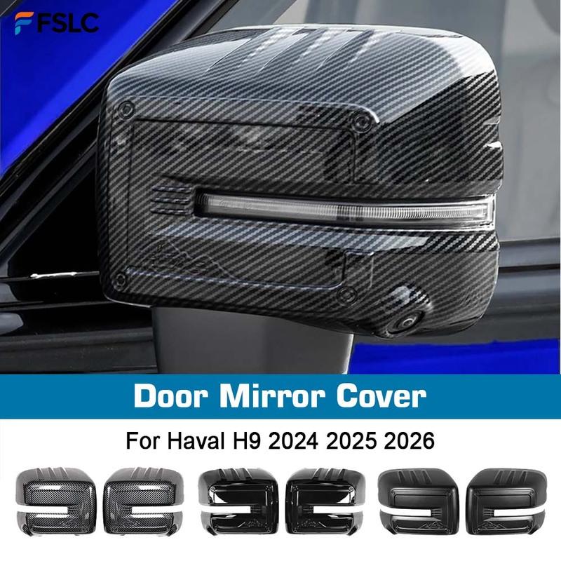 Car Decoration Door Mirror Cover For Haval H9 2024 2025 2026 Carbon Fiber Matte Black Car Rearview Accessories