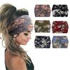 Twisted Wide Headband Women Extra Large Workout Ethnic Style Floral Printing Headband Yoga Hair Band