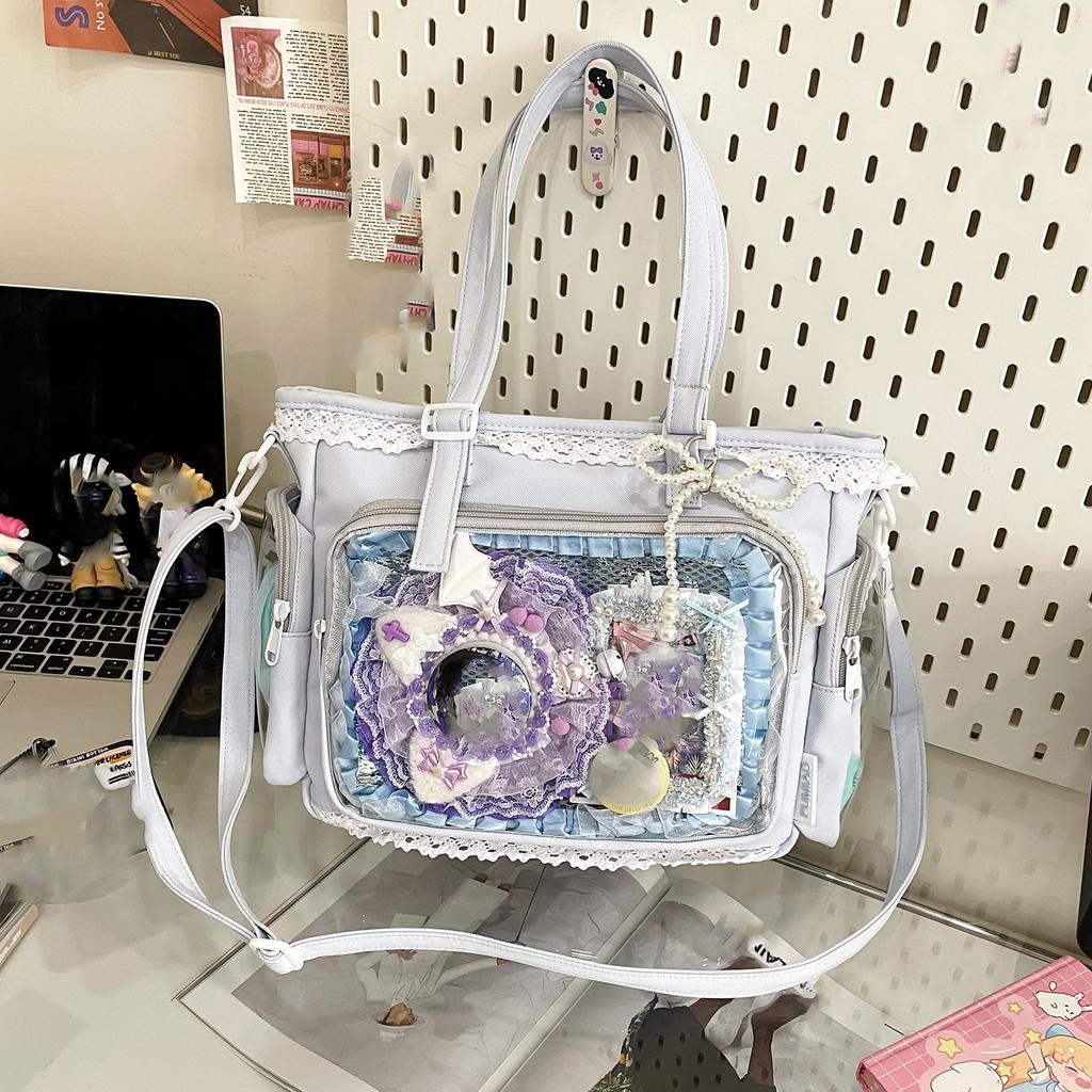 Милая японская сумка ита в стиле Y2K, прозрачная сумка-тоут через плечо, большая вместимость, повседневная сумка кроссбоди, сумки для DIY-дисплея