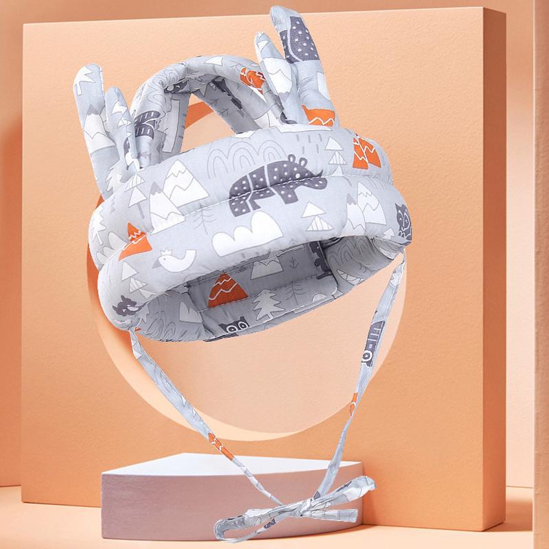 1 шт. Серая Шляпа-Шлем с Оленьими Рогами для Безопасности при Ходьбе, Детский Шлем Безопасности, Противоударная и Противопадения Шляпа для Малышей