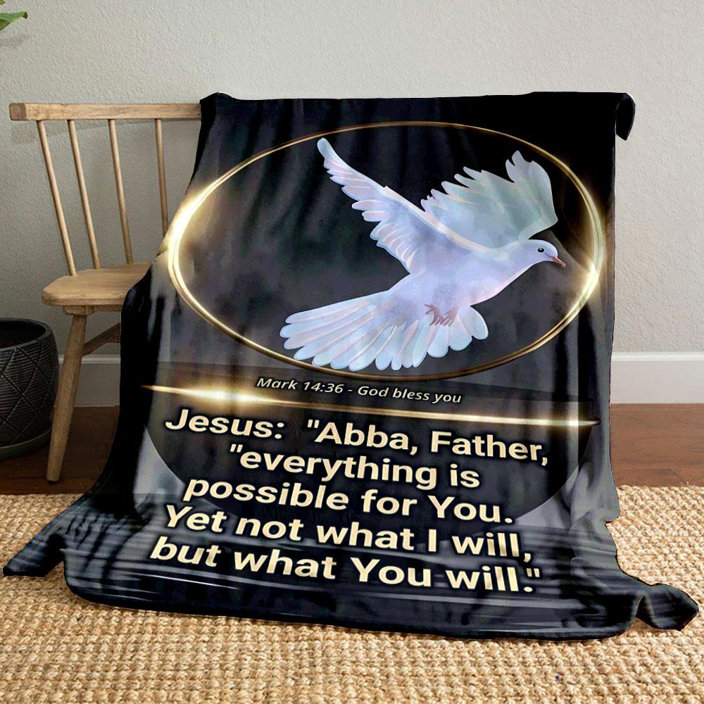 Jesus Quote Religious Throw Blanket  Printed Blanket for Living Room Bed Couch lunch break Soft Cozy Blanket for Friend's festival Gift