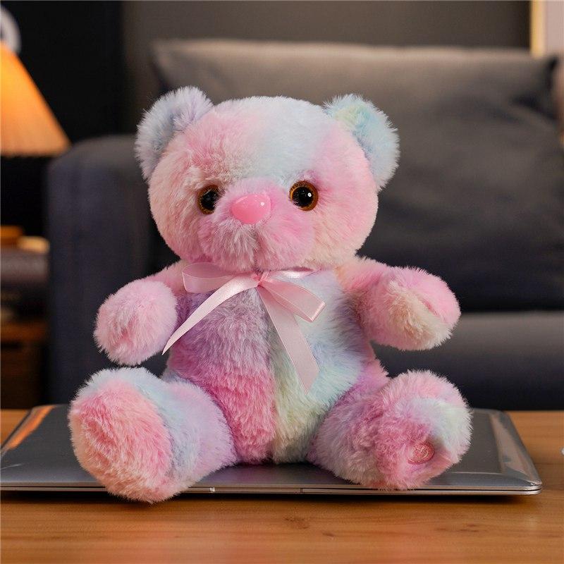 22CM Luminous Creative Light Up LED Teddy Bear Stuffed Animal Plush Toy Colorful Glowing Teddy Bear Christmas Gift for Kids