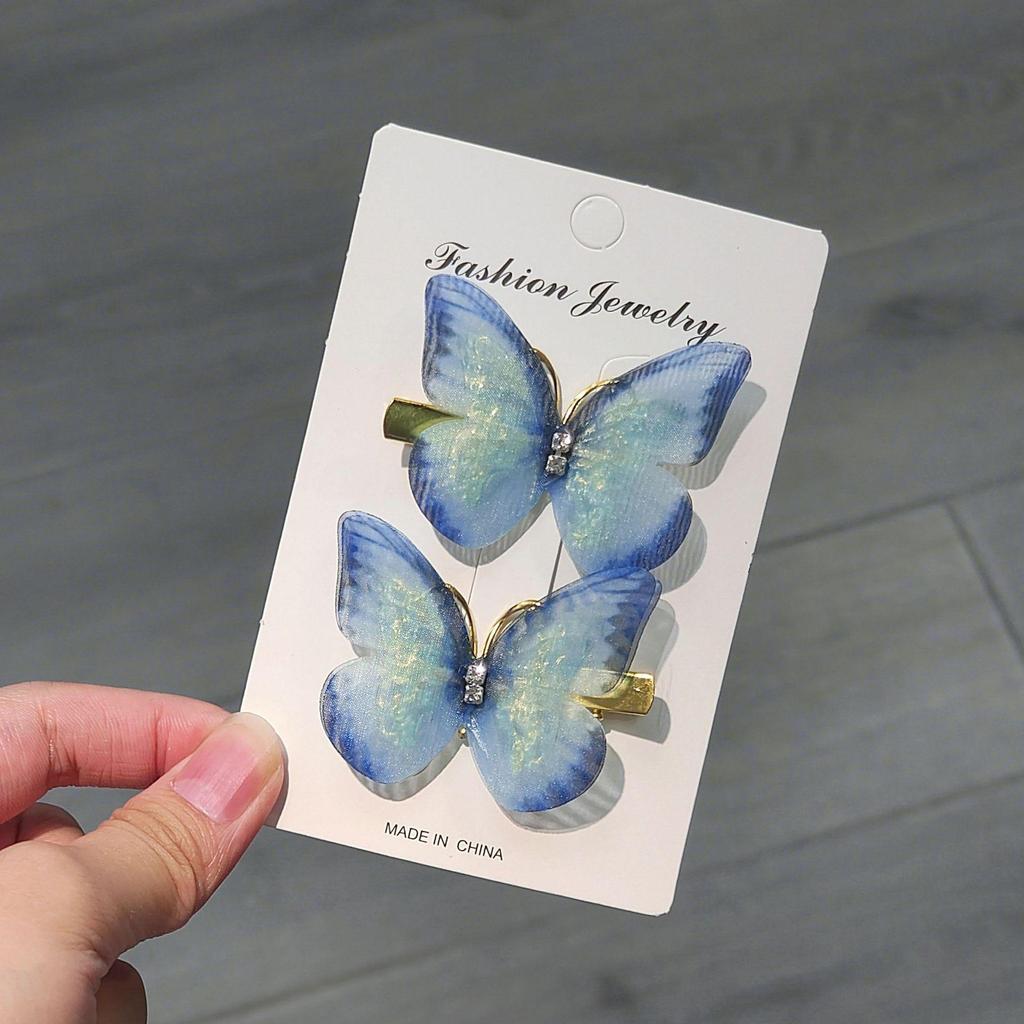 Градиентная заколка-бабочка для детей - симпатичная заколка-уточка из сетки и сплава, идеально подходит для стилей ханьфу и феи