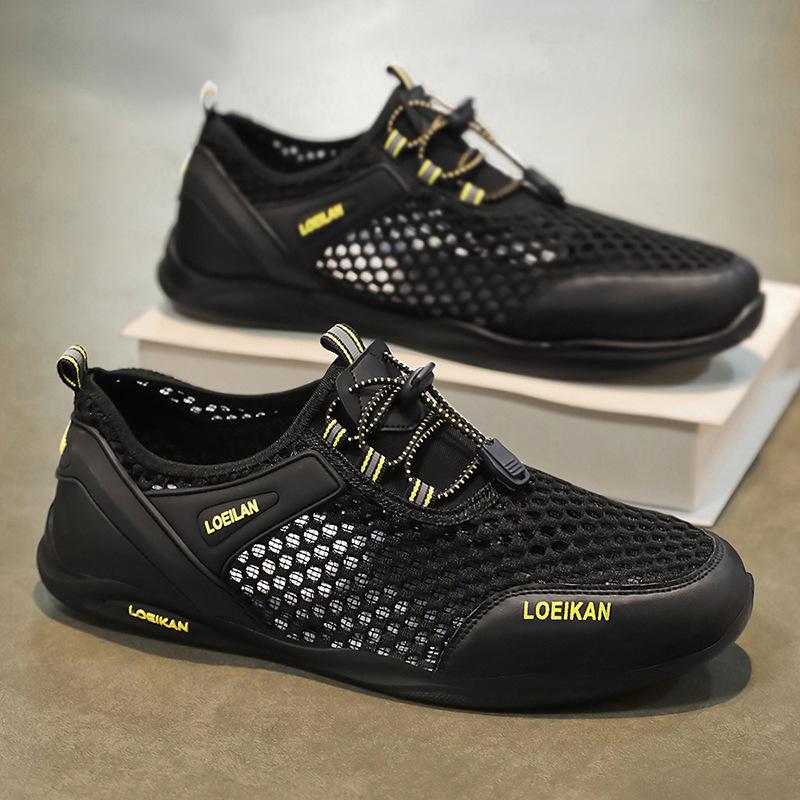 Мужская обувь большого размера, новые мужские сетчатые туфли, дышащая повседневная обувь, мужская спортивная обувь из сетки, полые дышащие болотные туфли