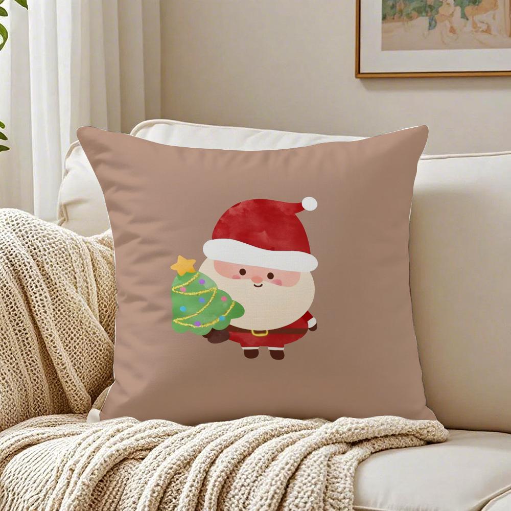 Cute Santa Claus Christmas Cushion Cover Linen Minimalist Soft  for Sofa Bed Home Room Decor