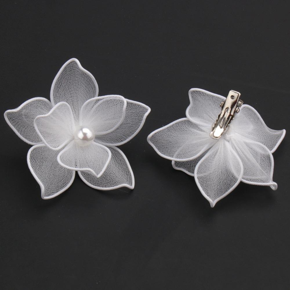 Многослойные заколки для волос с цветами по бокам, белые тканевые, шпилька, аксессуары для волос, цветочные головные уборы, невеста