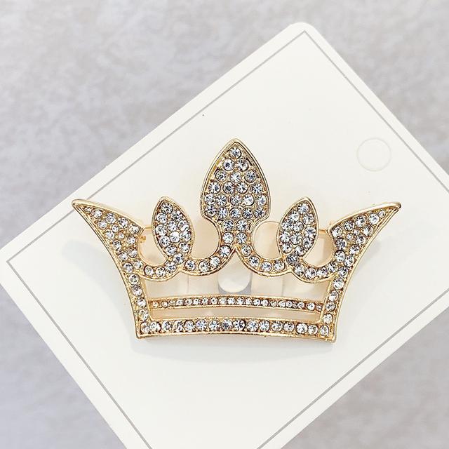 Fashion Crown Brooches Gold Silver Color Rhinestone Pearl Lapel Pin Dress Decoration Buckle Badge Jewelry Accessories For Women