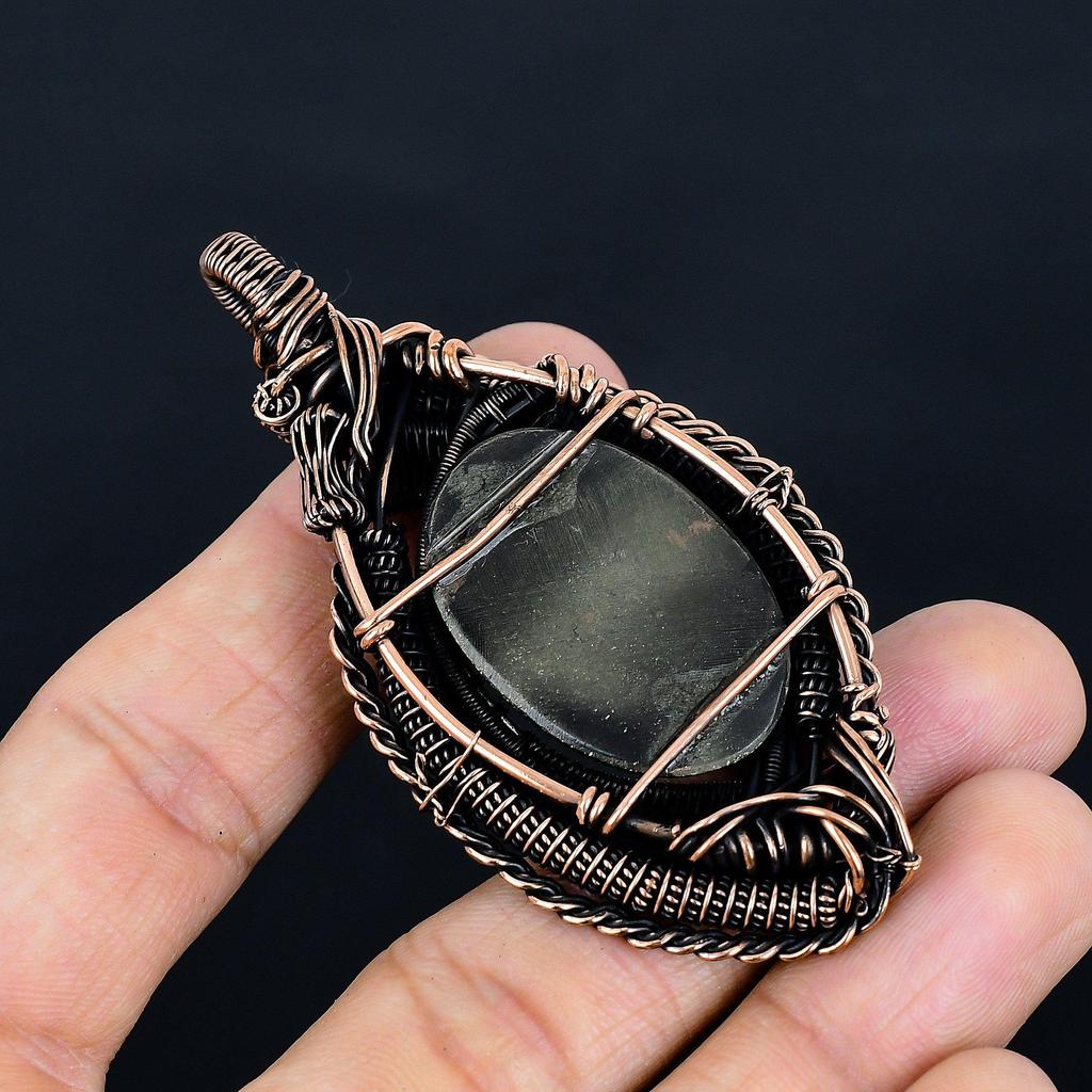 Golden Apache Pyrite Pendant, 999 Wire Wrapped Jewelry, Gemstone Pendant, Gift For Her Handmade Dainty Jewelry