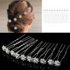 10Pcs Wedding Hair Pins Rhinestone Faux Pearl Flower Shape Hair Sticks Elegant Bridal Headpiece Bride Hair Pins Jewelry Gift