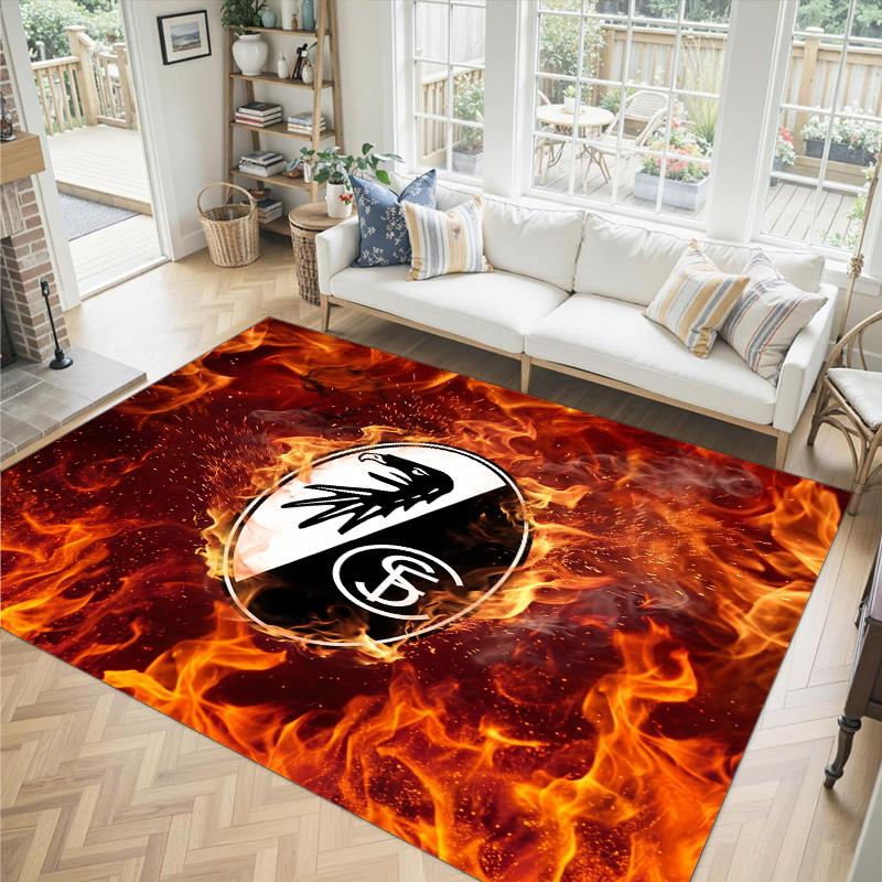 SC Freiburg FC Design Crystal Velvet Carpet Cozy Non?Slip Printed Rug For Bedroom Living Room Entrance