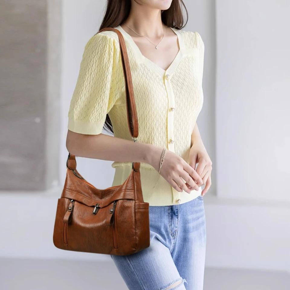 Модная женская сумка-тоут, высококачественная большая вместительная сумка через плечо, повседневная роскошная сумка из искусственной кожи