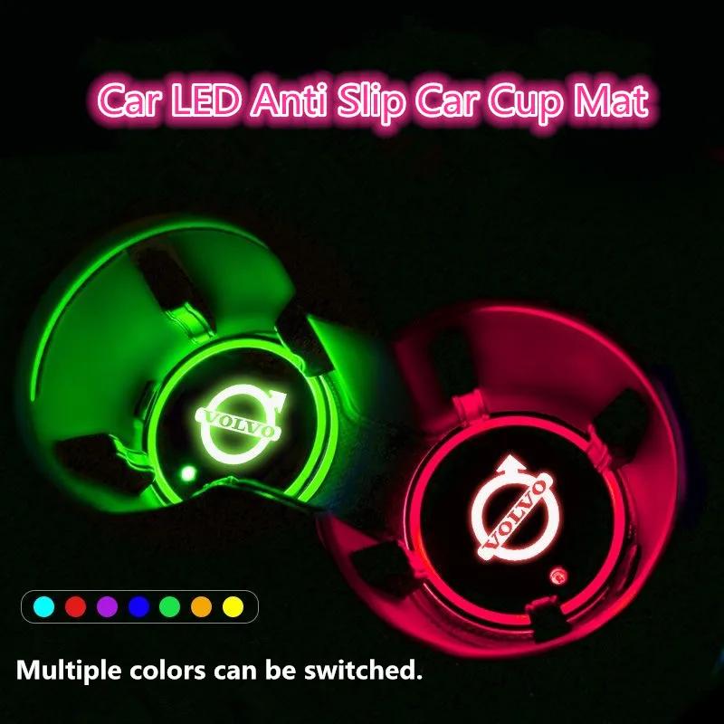 2 Pack Car Luminous Water Coaster Water Cup Anti-Slip Mat Accessories Suitable for Volvo XC60 V50 V40 XC90 S60 S40 S80l V90 V60