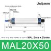 1Pcs 16/20/25/32/40mm Cylind Bore MAL Cylinder Double Compressed Mini Cylinder