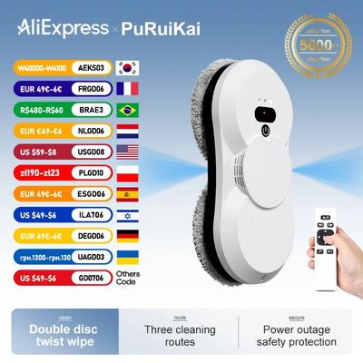 Робот PuRuiKai электрический автоматический для мытья окон, роботизированный пылесос, с пультом дистанционного управления, двустороннее автоматическое распыление