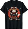 Japanese Samurai Cat Graphic T Shirt for Unisex 100 Cotton Ninja Cat Anime Style Casual Short Sleeve Black Top 2026 New