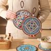 1pcs Ceramic Insulation Pad Ceramic Surface and Cork Bottom Construction with Hanging Rope Suitable for Serving Plates Cups Pans