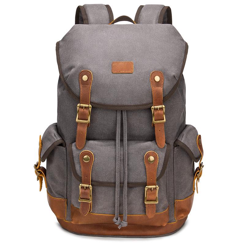 Retro Waterproof Canvas & Cowhide Men's Travel Backpack