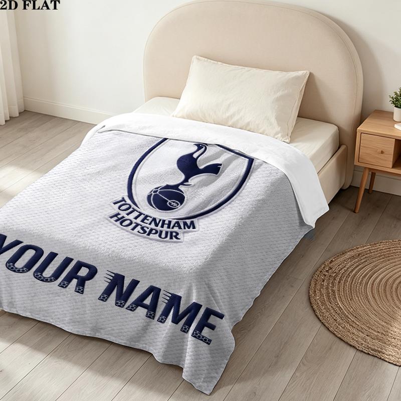 Custom Name,Tottenham Hotspur Printed Flannel Blanket, soft throw for bedroom sofa, washable, Christmas present, great gift.