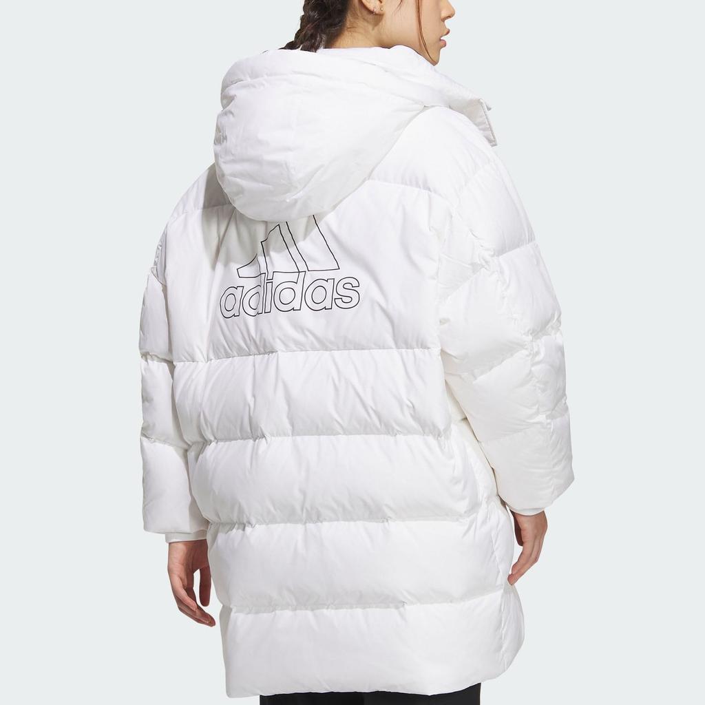 Adidas Длинная спортивная повседневная куртка с капюшоном с буквенным принтом Женская куртка белого цвета IV7557