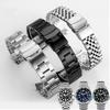 Браслет для часов из нержавеющей стали 316L, подходит для Seiko PROSPEX SKx007, 20 мм 22 мм, с цельными звеньями, изогнутым концом - Серебристый Черный