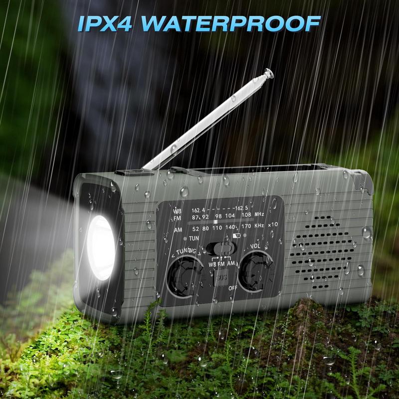 Portable Solar Radio Flashlight Hand Crank Weather Radio AM/FM/NOAA Radio Crank Radios 3 Way Charging Survival Radio For Camping
