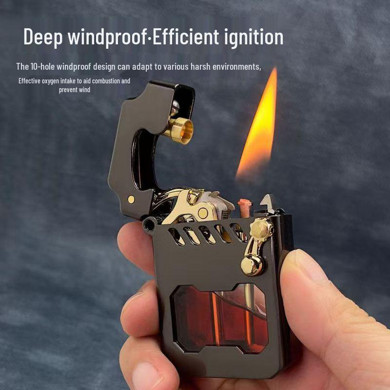 Zorro Cyber Mecha Kerosene Lighter with One-Key Ejection and Transparent Rocker Arm - Classic Gift for Men