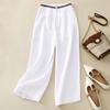 New Cotton and Linen Wide-leg Pants for Women Loose Draping Large Size Versatile Cotton and Linen Nine-point Pants