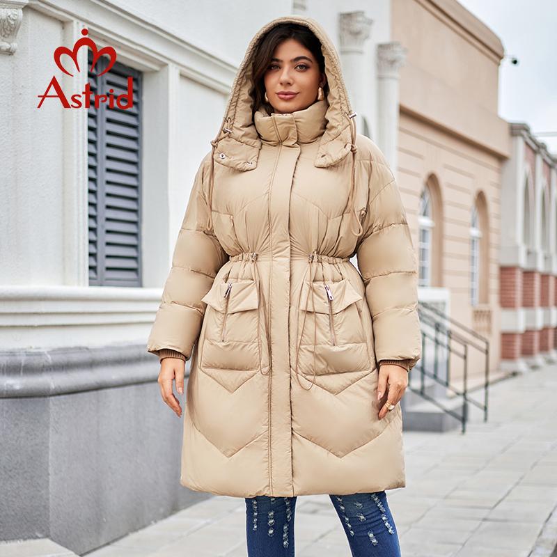 Astrid 2024 Женская зимняя куртка-пуховик больших размеров Женская одежда Длинная толстая теплая женская стеганая парка с капюшоном Пальто приталенное AR-30193
