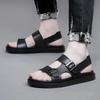 Fashion Summer Men Leather Sandals Big Size 37-47 Breathable Beach Shoe with Cushioned Insole Slip-Resistant Casual Footwear for Walking