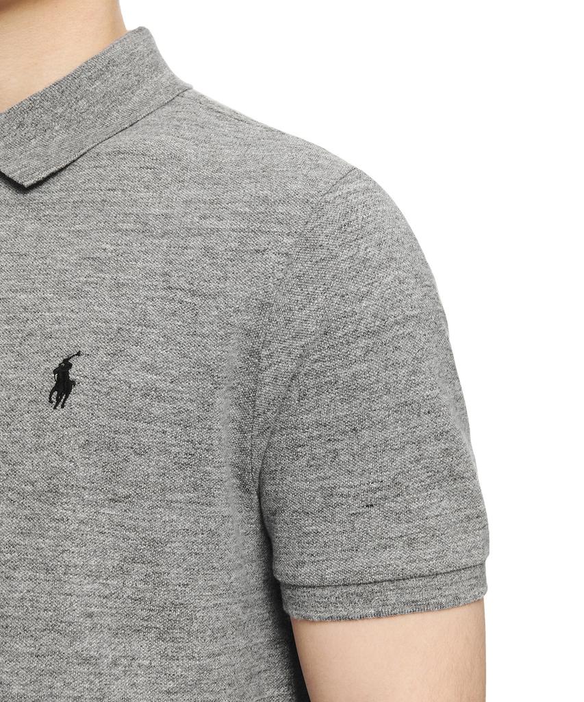 POLO RALPH LAUREN Хлопковая сетчатая рубашка-поло Custom Slim Fit - Серая