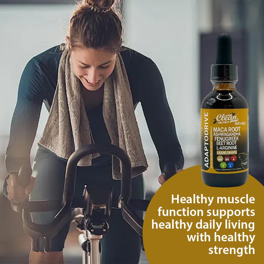 Adaptodrive Liquid Drops — Alcohol-Free, Organic Glycerin Base, Maca + Ashwagandha + 9 More Herbs, 60mL